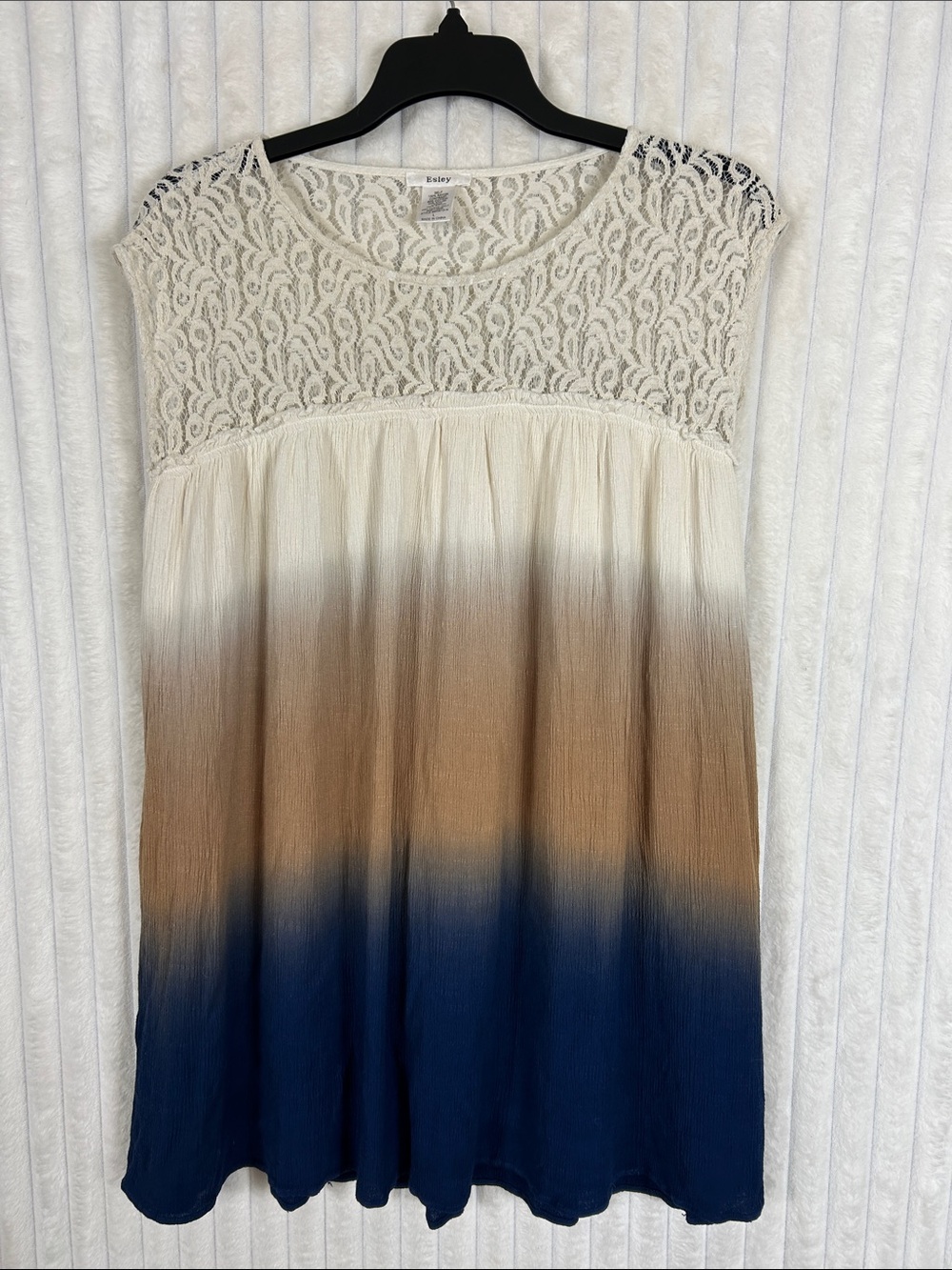 Esley ombre lace sleeveless  boho mini dress L